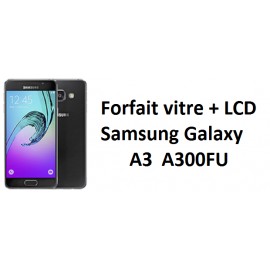 Forfait remplacement vitre + LCD Samsung A3 A300FU noir, blanc, or, argent