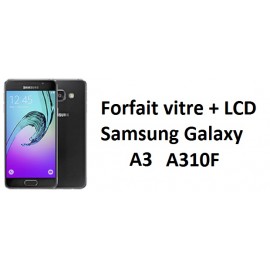 Forfait remplacement vitre + LCD Samsung A3 A310F noir ou blanc