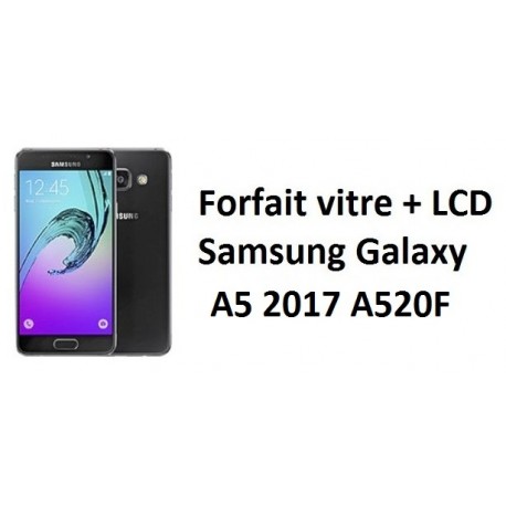 Forfait remplacement vitre + LCD Samsung A5 2017 A520F noir, blanc, rose, bleu