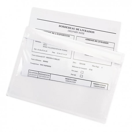 Pochette porte-documents adhésive transparente 50% recyclé Super RAJA 225x165 mm