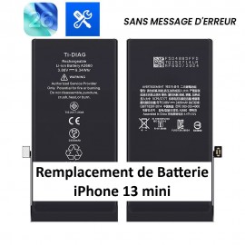 Remplacement de Batterie pour iPhone 13 mini 2406mAh 3.81V sans message d'erreur
