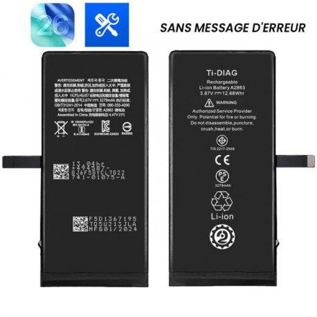 Batterie pour iphone 14 sans messgae d'erreur