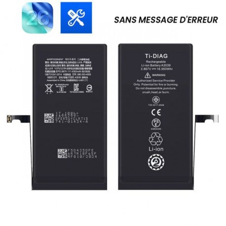 Batterie pour iPhone 15 Plus sans message d'erreur